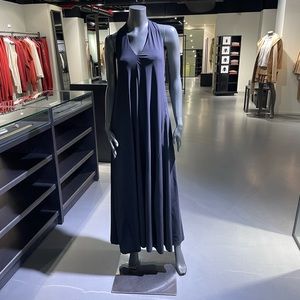 Sarah Pacini black full length halter dress